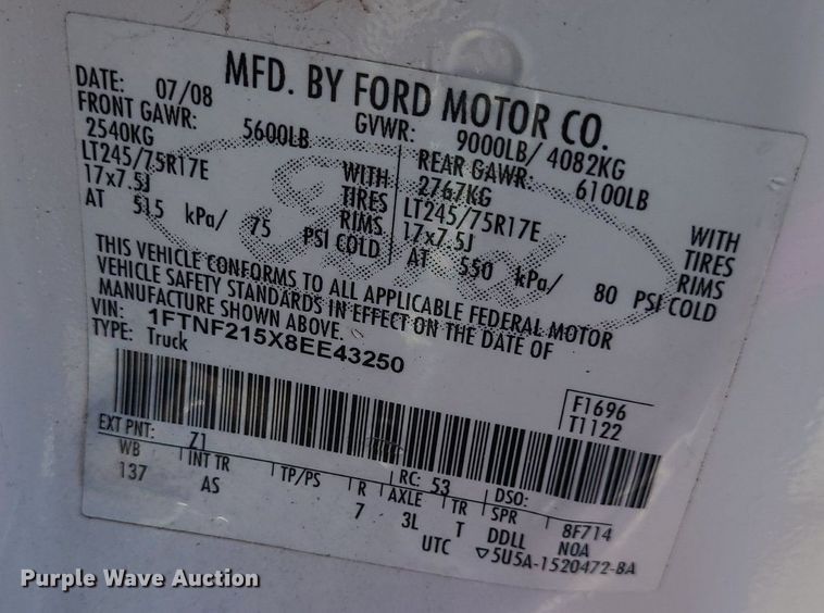 image for item DK1942 2008 Ford F250 Super Duty XL  pickup truck