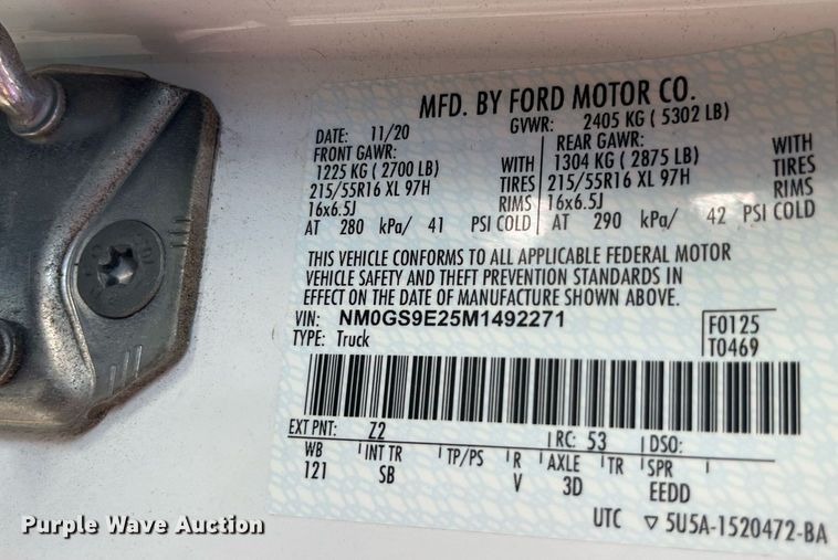 image for item DM4963 2021 Ford Transit Connect  van