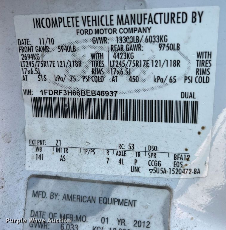 image for item DM4967 2011 Ford F350 Super Duty XL  dump bed pickup truck