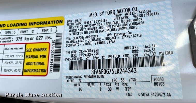image for item DM4973 2020 Ford Fusion