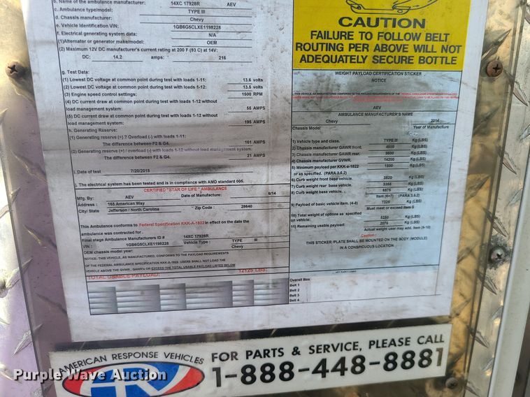 image for item DM4991 2014 Chevrolet Express G4500  ambulance
