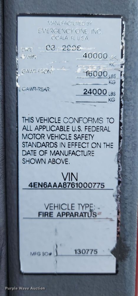 image for item DM4992 2006 E-One  pumper fire truck