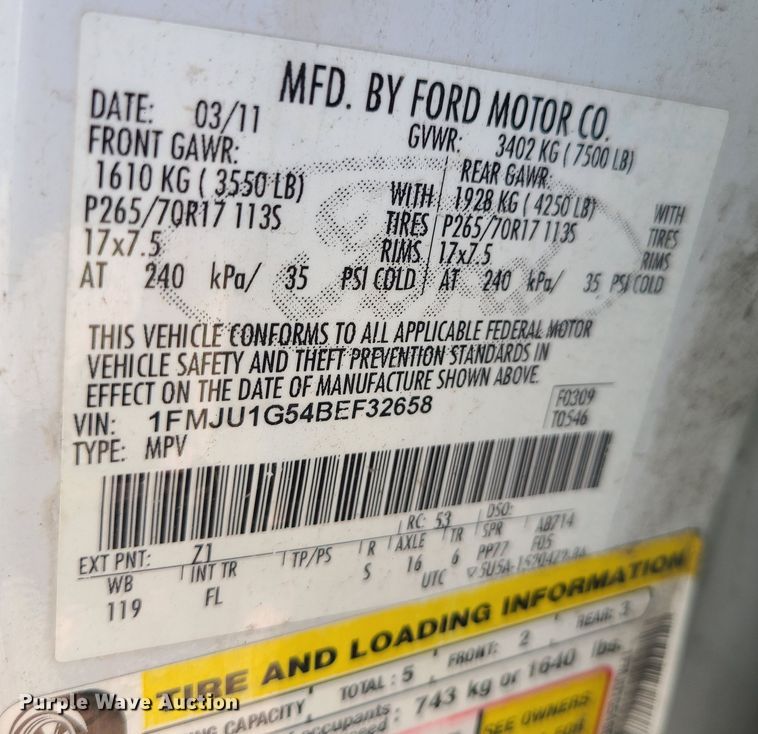 image for item DM4993 2011 Ford Expedition  SUV