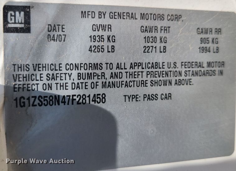 image for item DM4994 2007 Chevrolet Malibu