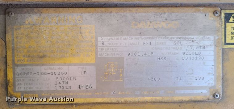 image for item DM4997 Daewoo GC25S  forklift