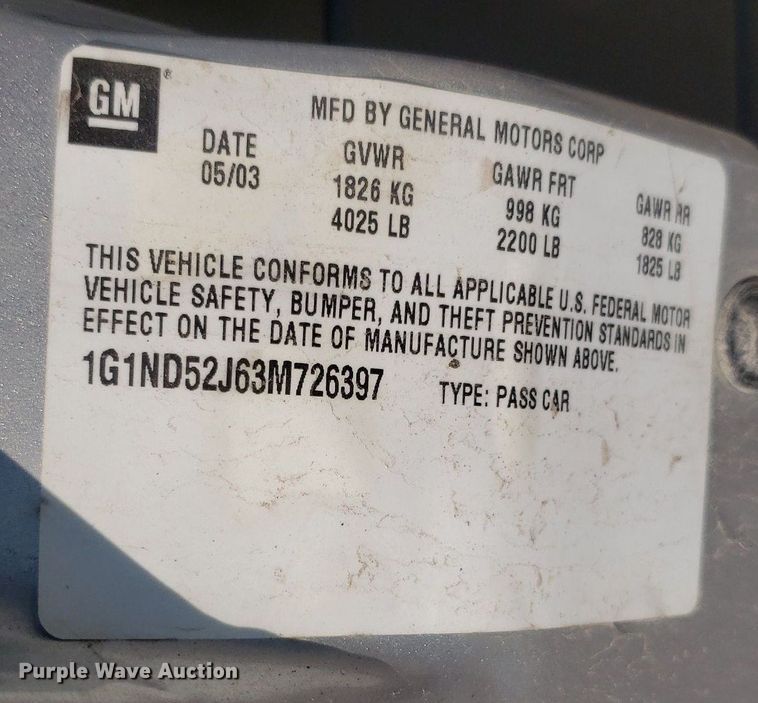 image for item DP7994 2003 Chevrolet Malibu