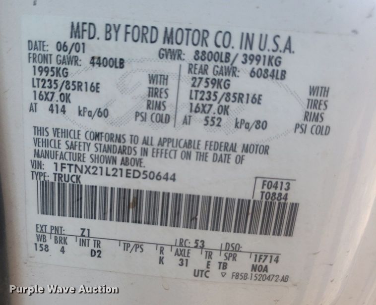 image for item DP8008 2001 Ford F250 Super Duty  SuperCab pickup truck