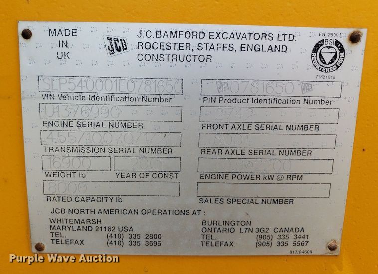 image for item DP8059 2001 JCB 540  telehandler