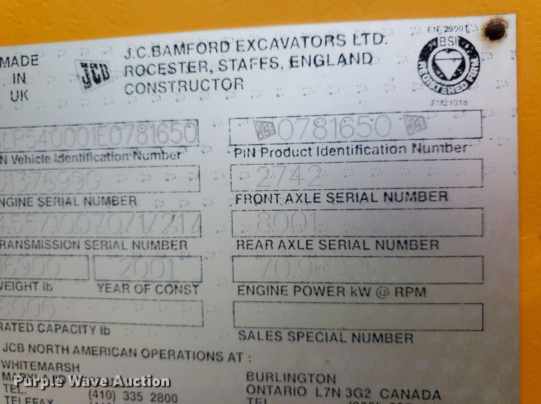 image for item DP8059 2001 JCB 540  telehandler