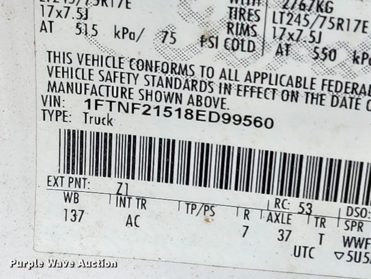 image for item JB9552 2008 Ford F250 Super Duty XL  pickup truck