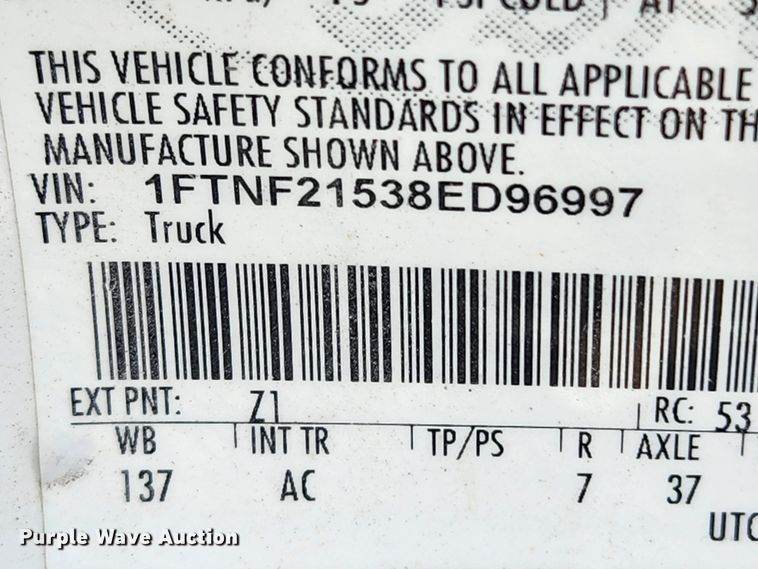 image for item JB9553 2008 Ford F250 Super Duty XL  pickup truck