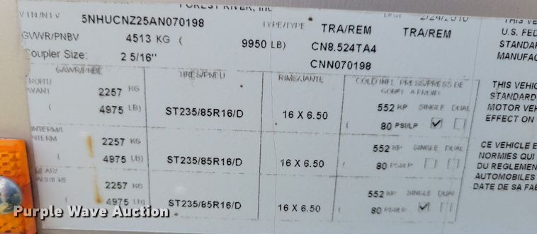 image for item JO9202 2010 Forest River  restroom trailer