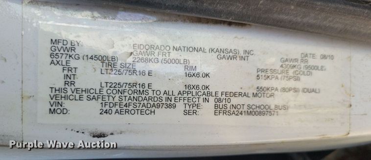 image for item JO9210 2010 Ford E450  shuttle bus