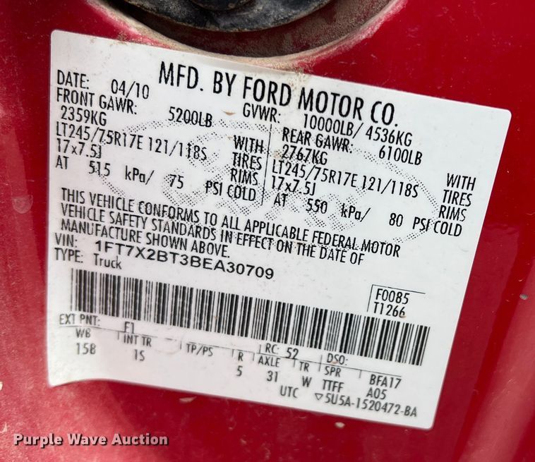 image for item LB9340 2011 Ford F250 Super Duty  SuperCab pickup truck