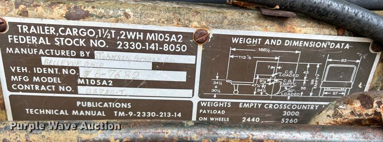 image for item LB9346 Johnson M105A2  utility trailer