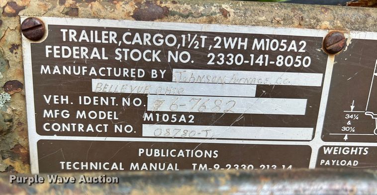 image for item LB9346 Johnson M105A2  utility trailer