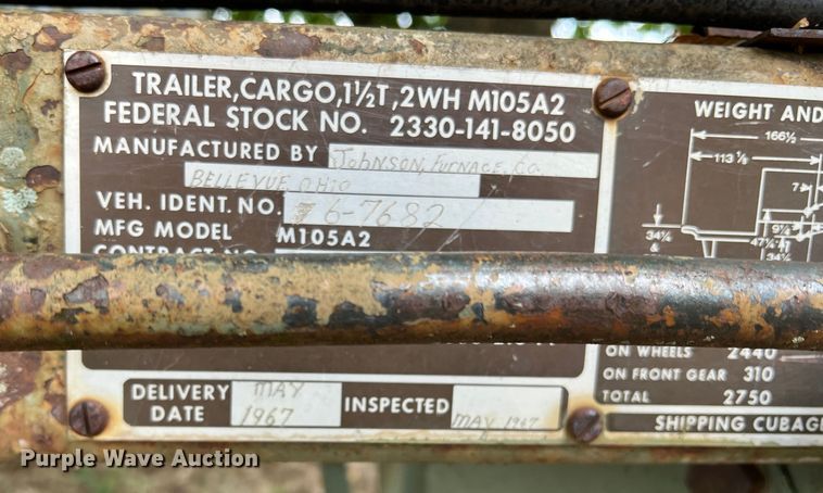 image for item LB9346 Johnson M105A2  utility trailer