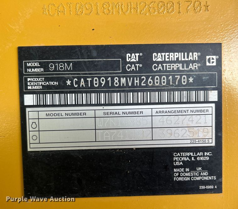 image for item LB9378 2016 Caterpillar 918M  wheel loader