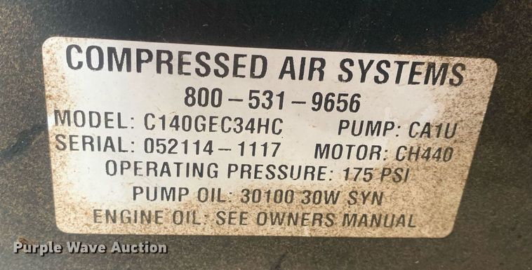 image for item LH9651 Compressed Air Systems C140GEC34HC  air compressor