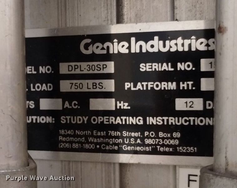 image for item LP9597 Genie DPL-30SP  vertical lift