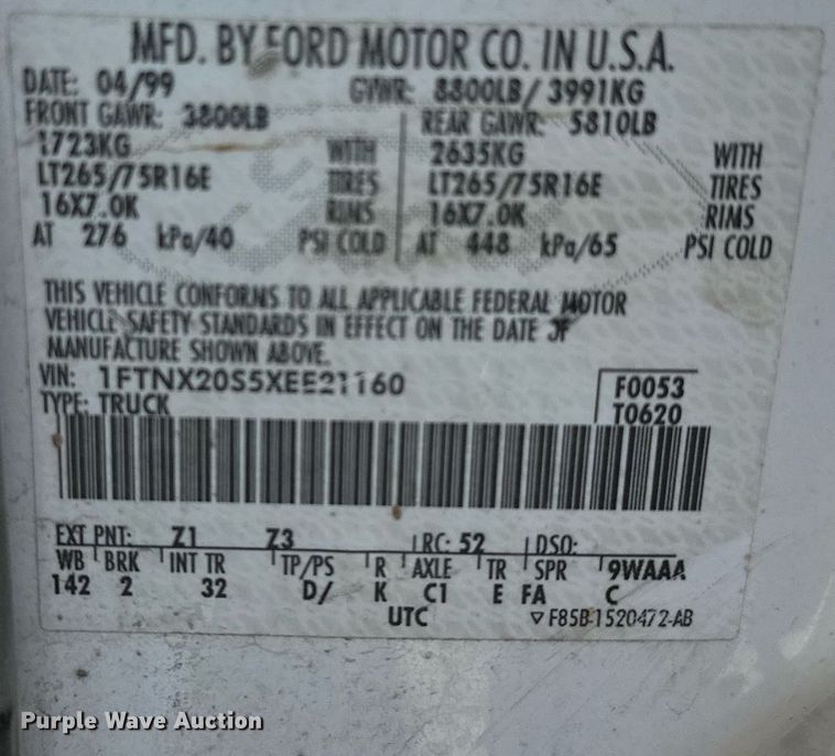 image for item LR9755 1999 Ford F250  Super Duty  SuperCab pickup truck