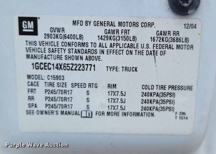 image for item LS9551 2005 Chevrolet Silverado 1500  pickup truck