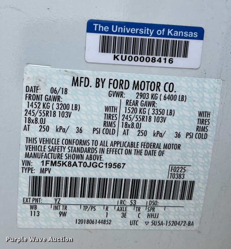 image for item LY9736 2018  Ford Explorer Police Interceptor  SUV