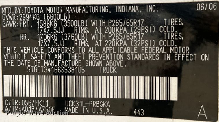 image for item MB9544 2006 Toyota Tundra  Double Cab pickup truck