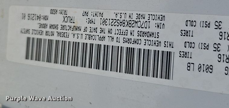 image for item MD9855 2010 Dodge Dakota  Ext. Cab pickup truck