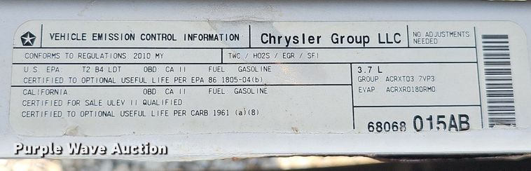 image for item MD9856 2010 Dodge Dakota  Ext. Cab pickup truck