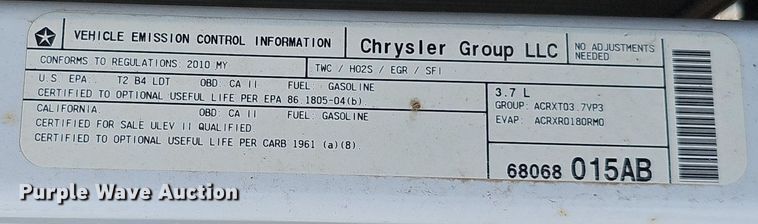 image for item MD9857 2010 Dodge Dakota  Ext. Cab pickup truck