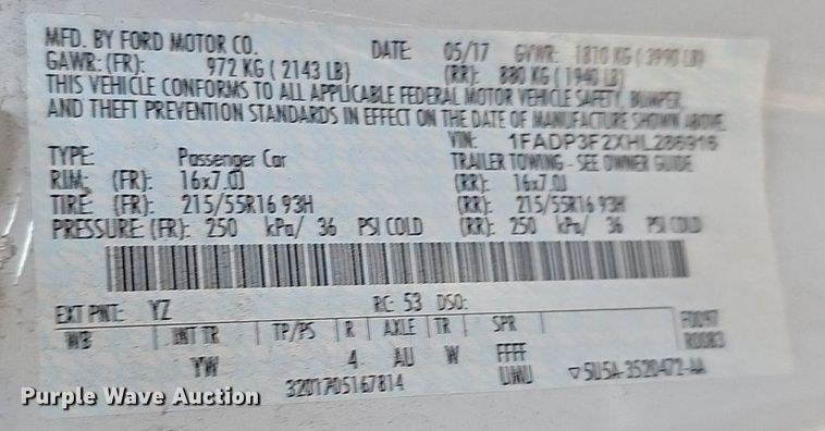 image for item MD9858 2017 Ford Focus SE