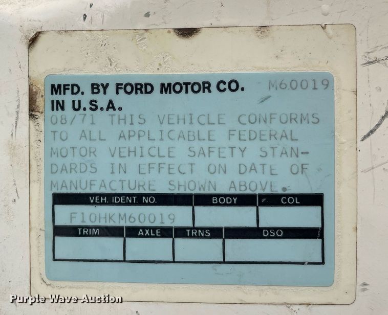 image for item ME9929 1972 Ford F100  pickup truck