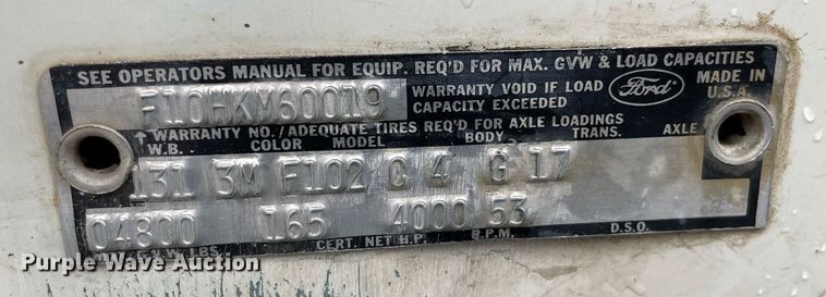 image for item ME9929 1972 Ford F100  pickup truck