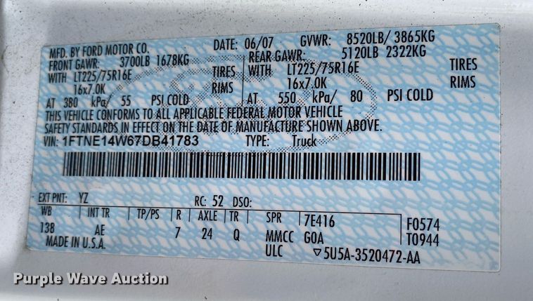 image for item MG9938 2007 Ford E150  van