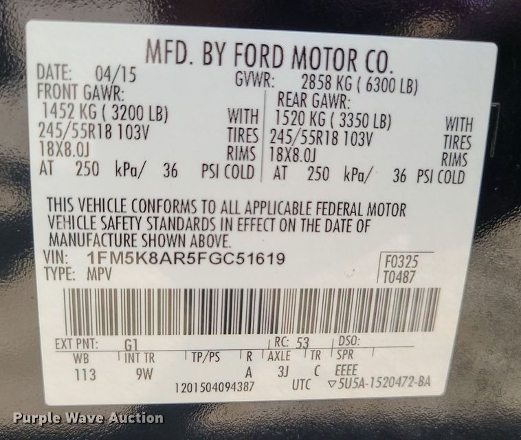 image for item MO9846 2015 Ford Explorer Police Interceptor  SUV