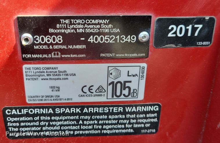 image for item NX9562 2017 Toro 30608  lawn mower