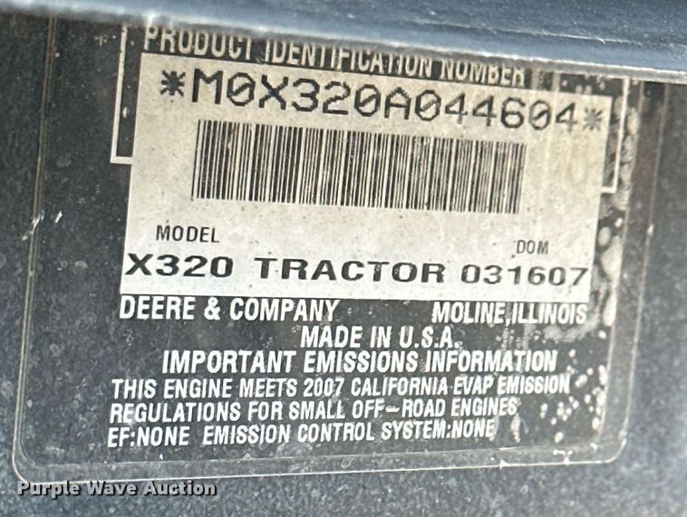 image for item NY9198 2007 John  Deere X320  lawn mower