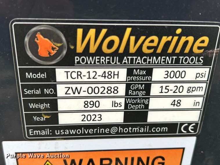 image for item MC9978 2023 Wolverine TCR-12-48H  skid steer trencher