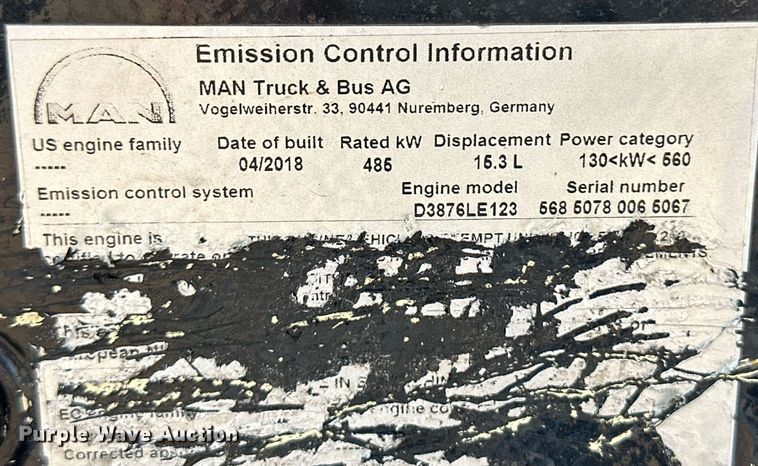 image for item NY9229 MAN D3876LE123  engine