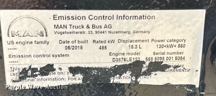 image for item NY9233 MAN D3876LE123  engine