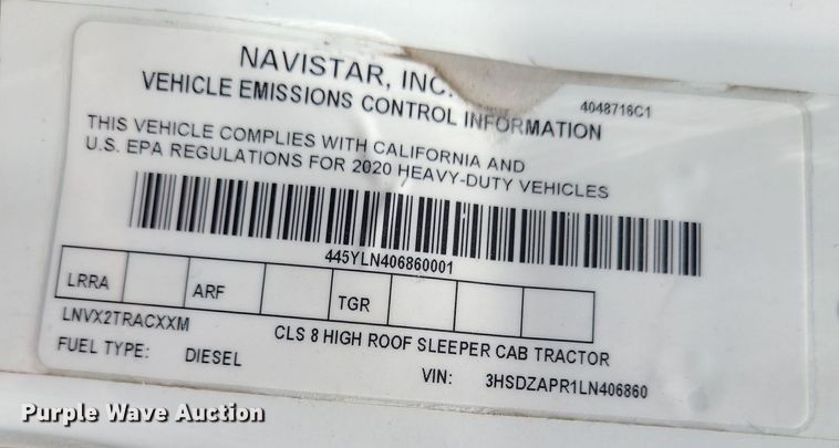 image for item DK1962 2020 International LT625  semi truck