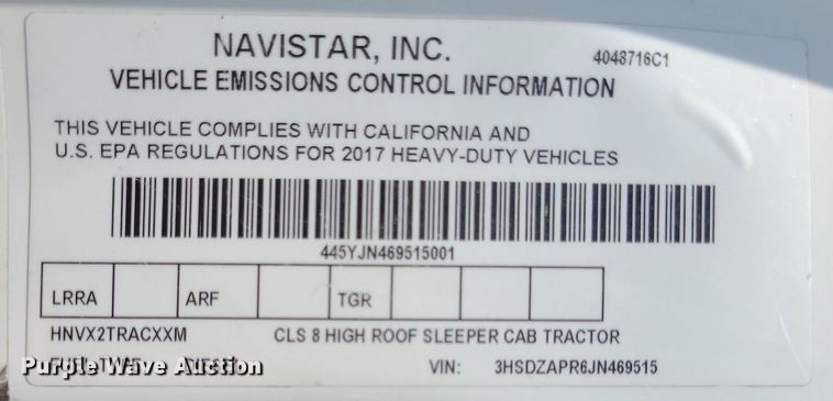 image for item DK1963 2018 International LT625  semi truck