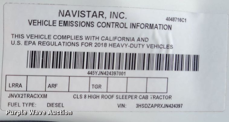 image for item DK1965 2018 International LT625  semi truck