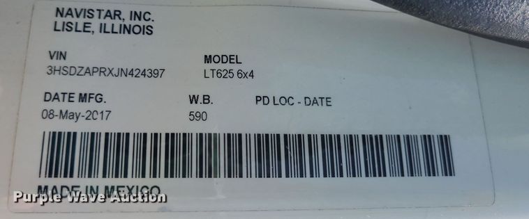 image for item DK1965 2018 International LT625  semi truck