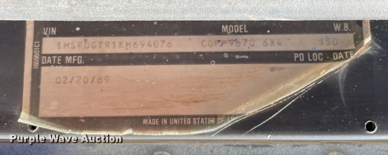 image for item DN4666 1989 International COF-9670  semi truck