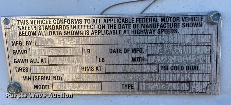 image for item DN4668 2001 Manac 48TAV  dry van trailer