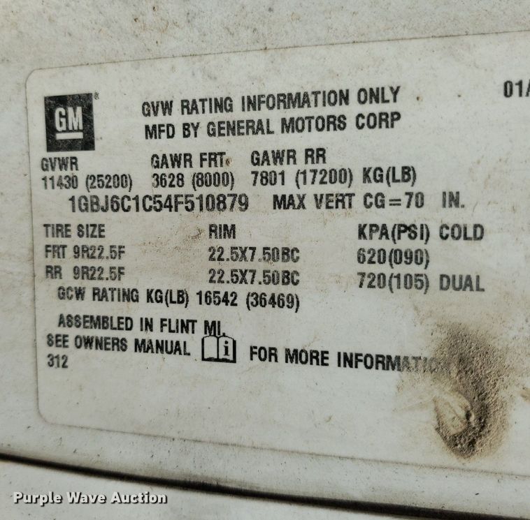 image for item DP8028 2004 Chevrolet C6500  refuse truck