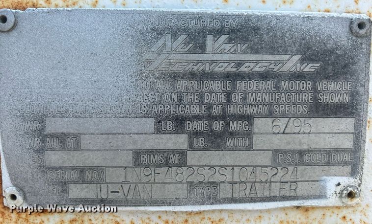 image for item DR4742 1995 NuVan  side curtain trailer