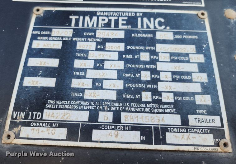 image for item LE9125 2008 Timpte  grain trailer